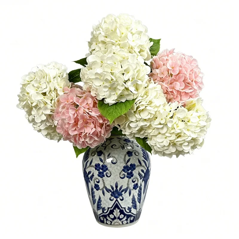 

Large Artificial Hydrangea Fake Flower Real Touch Moisturizing Hydrangea Wedding Backdrop Floral Decoration Home Party Decors