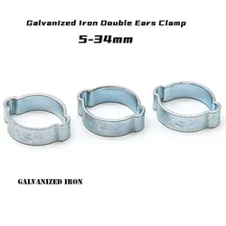 10/20pcs 5-31mm 304 Stainless Steel/Galvanized Iron Double Ears Clamp Worm Drive Fuel Pipe Clip Water Hose Pipe Clamp Fuel Clamp