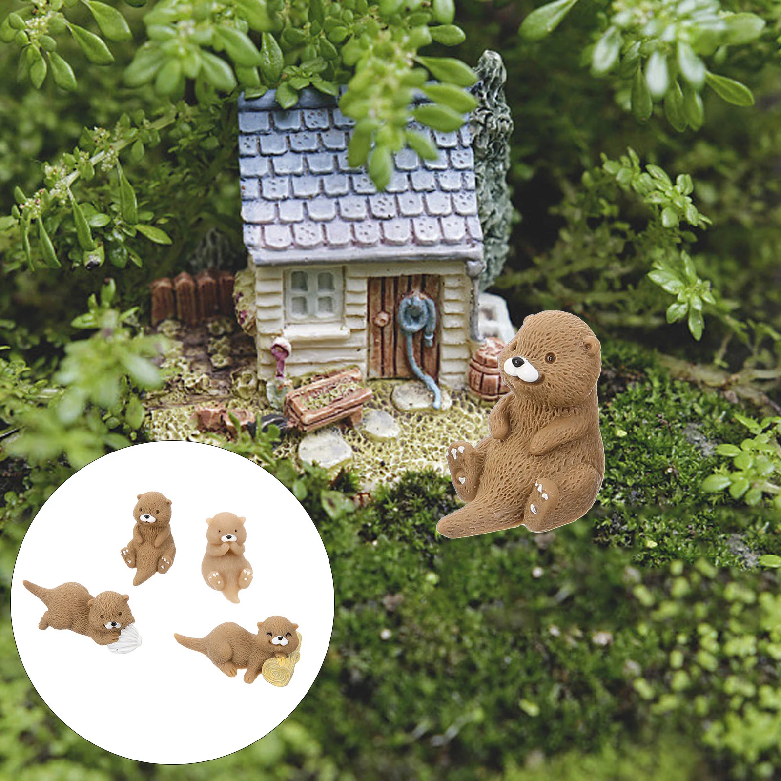 

8 Pcs Microlandscape Garden Gnomes Otters Ornament Resin Small Decorations Crafts