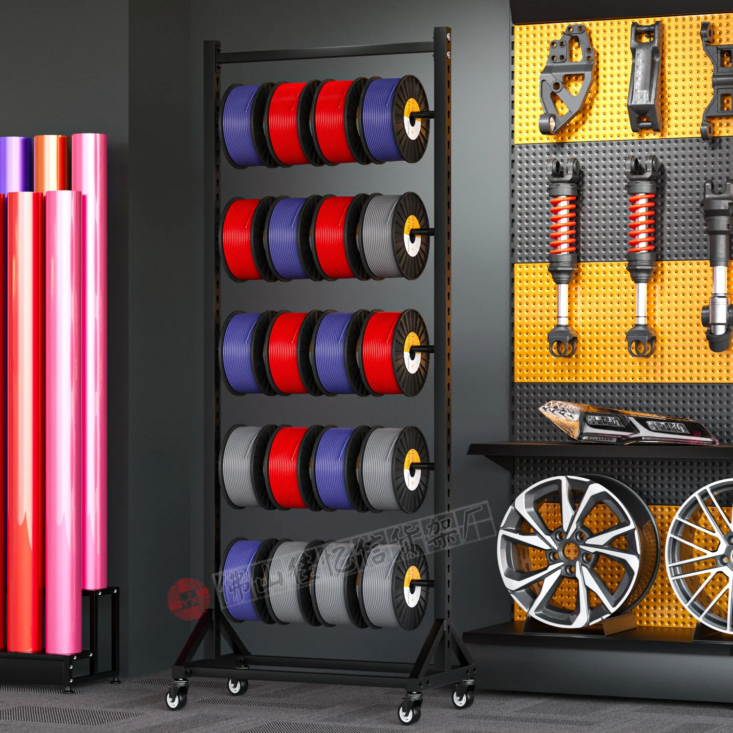 Car audio wire cable coil display rack heat transfer lettering film packaging film wallpaper wallpaper shelf