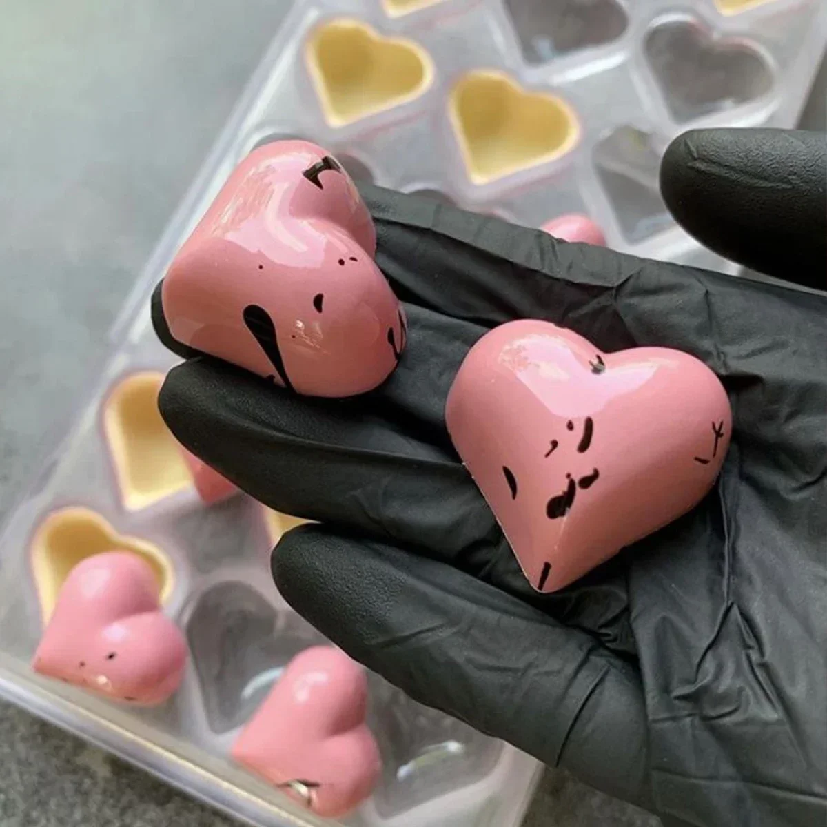 Polycarbonate Chocolate Mold Love Theme Hearts Roses Lips Diamond, DIY Reusable Valentine Couple Candy Confectionery Mould