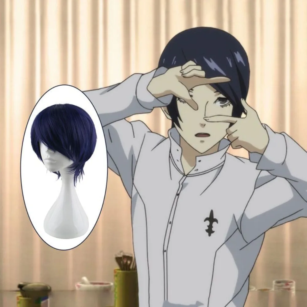 Persona 5 Fox Yusuke Kitagawa Cosplay Wig Short Blue Synthetic Hair Heat Resistant Easy Styling Anime Cos Wig