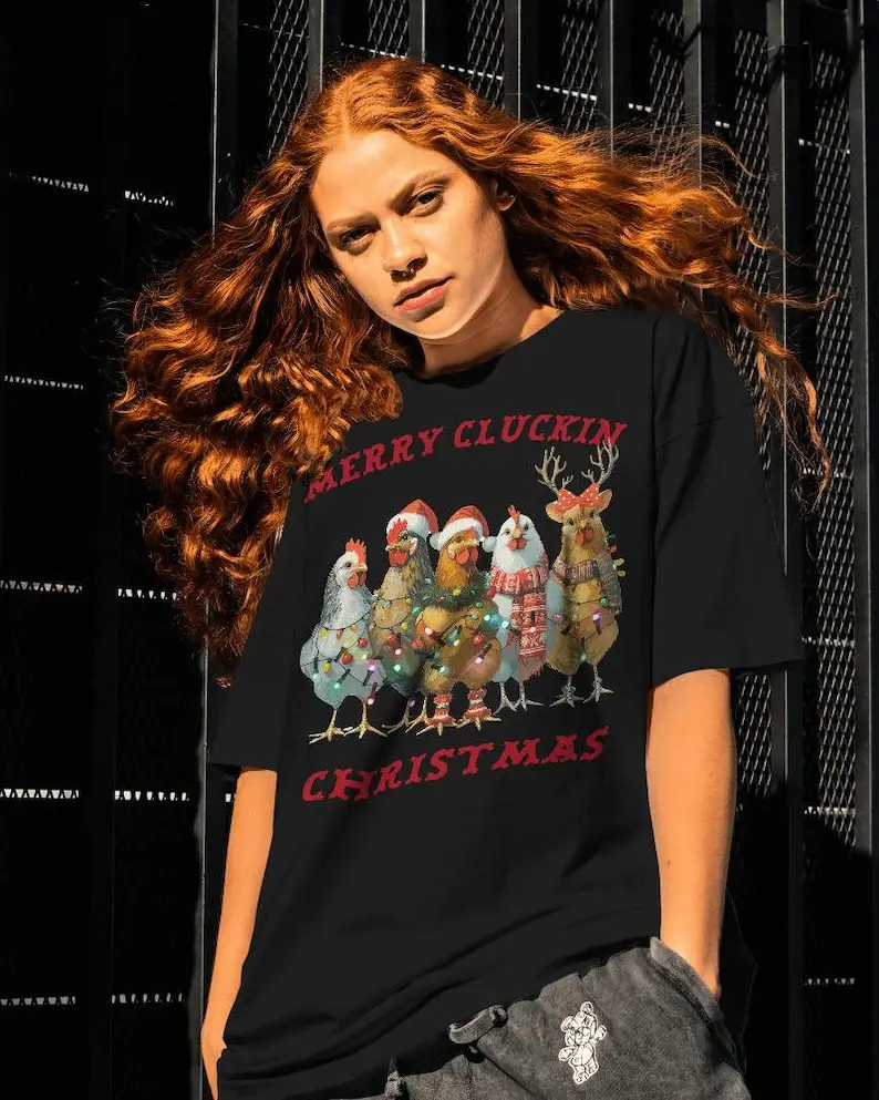 Merry Cluckin Christmas Shirt-graphic tees,chicken christmas shirt,christmas chicken sweatshirt,chicken christmas gift,farm chri