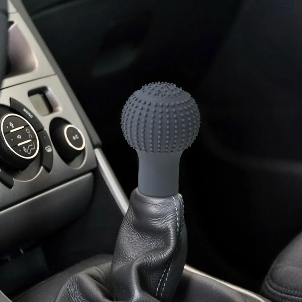 Car Gear Shift Knob Cover Silicone Universal Round Manual Shifter Handbrake Knob Non-slip Cover Interior Parts