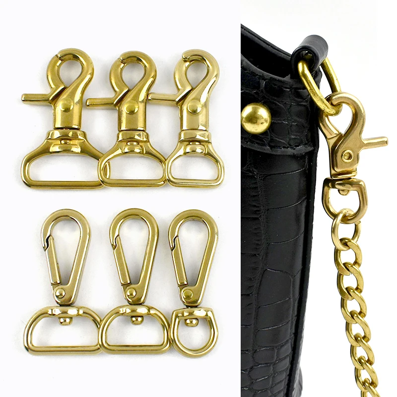 

4Pcs 10-25mm Solid Brass Buckle Swivel Lobster Buckles Spring Hook Keychain Clip Snap Hooks Webbing Strap Carabiner Accessories