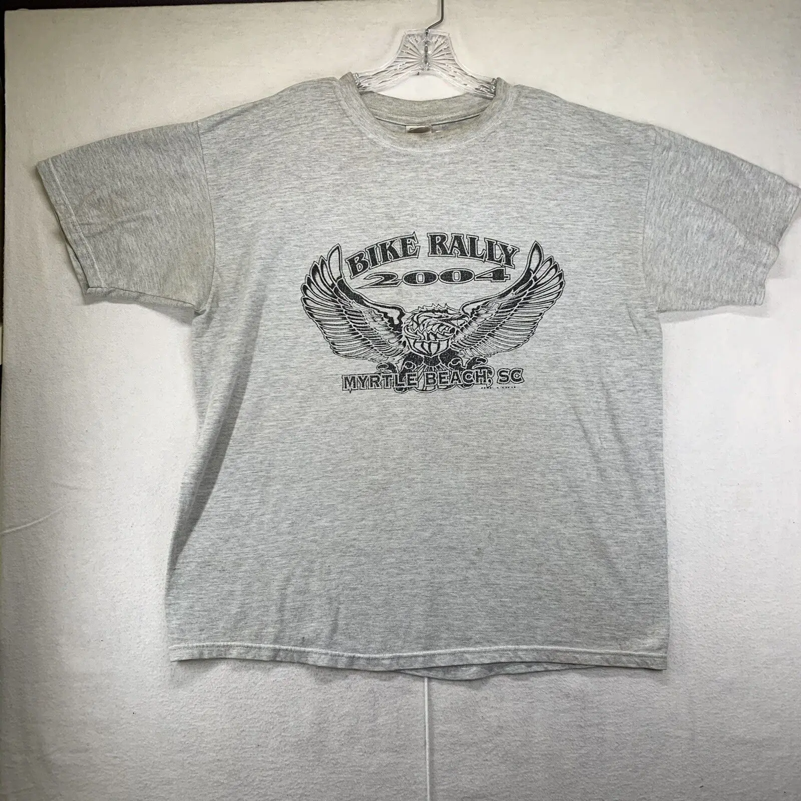 Bike Rally T Shirt 2004 Myrtle Beach South Carolina Anvil Grey Size Large