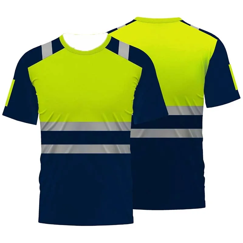 

Защитные рабочие рубашки высокой видимости, летняя дышащая рабочая футболка, светоотражающая футболка, быстросохнущие рубашки Hi Vis, большие мото
