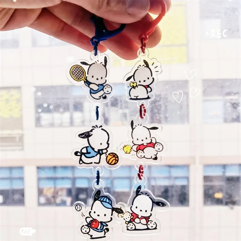 

Sanrio Pochacco Decoration Keychain Anime Action Figure Cute Toy Cars Desk Bag Decoration Q Figural Model Children Birthday Gift