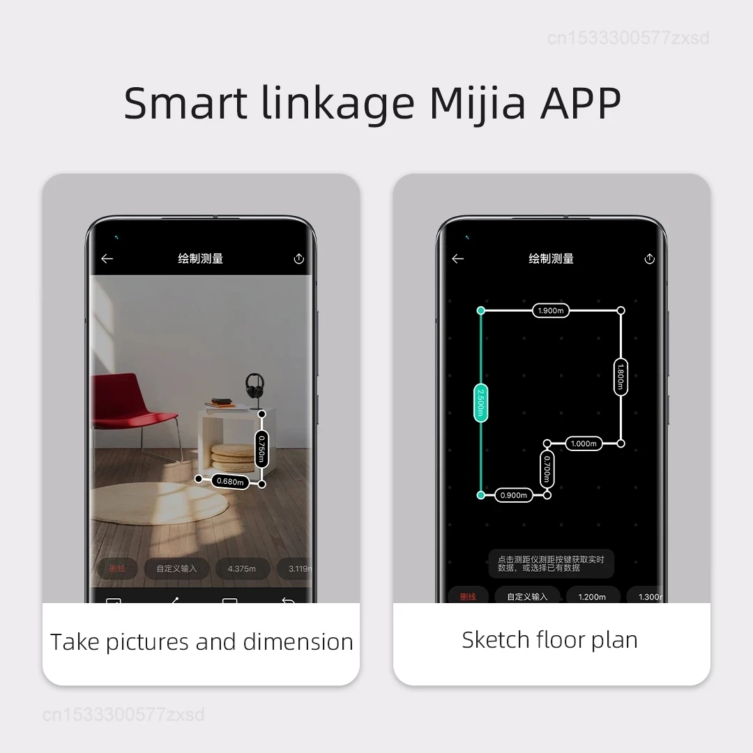 Imagem -04 - Xiaomi-mijia Rangefinder Laser Inteligente Medidor de Distância em Tempo Real Display Lcd Range Finder Fita Métrica Trabalhar com mi Home Novo
