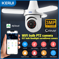 KERUI 3MP E27 Bulb Camera PTZ 2.4g WiFi IP Camera with LED Light Indoor Home Security Surveillance AI Tracking Night Vision