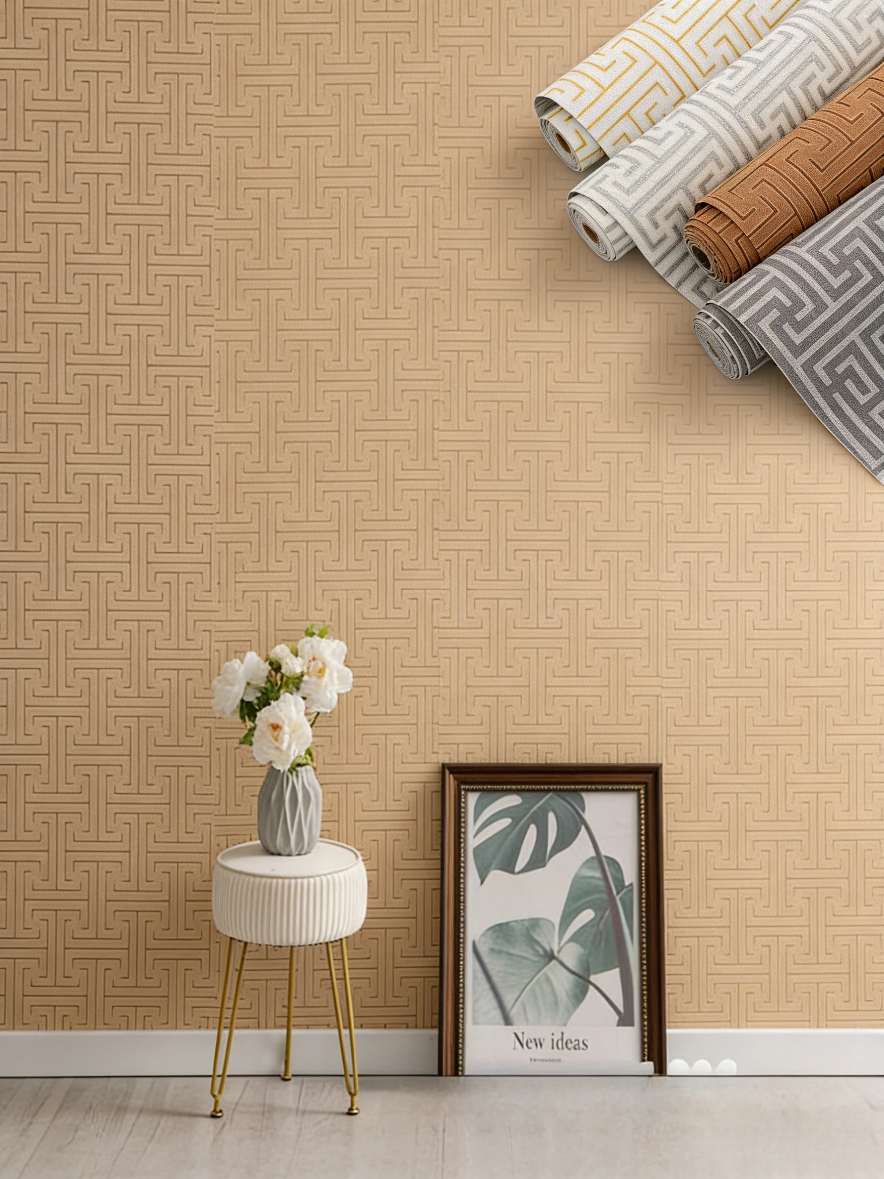Thickened Linen Wallpaper for Living Room Bedroom Hotel Lobby Wall Decor