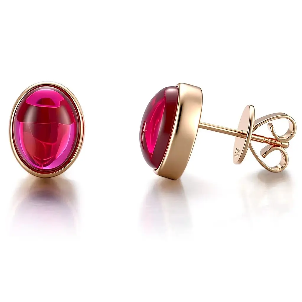 MUSHAN Custom Jewelry 10k 14k 18k Gold Stud Earrings Luxury Lab Grown Ruby Women Wedding Anniversary Earrings Stud Ear Pin Jewel view 2