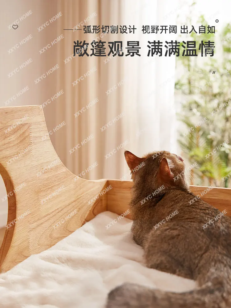 Apartment Solid Wood Cat Climbing Frame Cat Nest Cat Tree Integrated Muppet Maine Large Cat Climber Wooden Bay Window