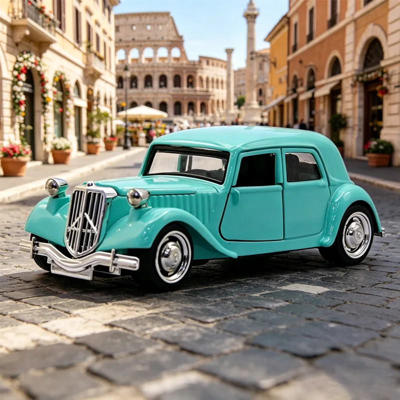 1:32 Scale Alloy Vintage Car Model, Automotive Decorative Item, Boy's Birthday Gift, Double Door Spring-Loaded