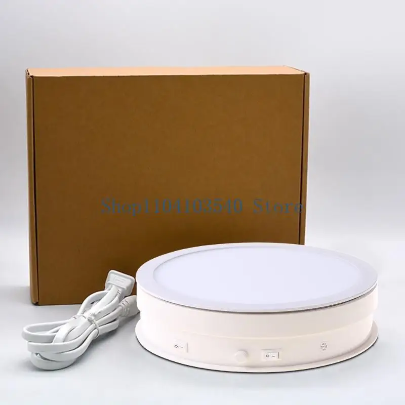 02DC Rotating Display Stand LED Light Motorized Turntable Low Noise Revolving Base for Photography Products and Shows