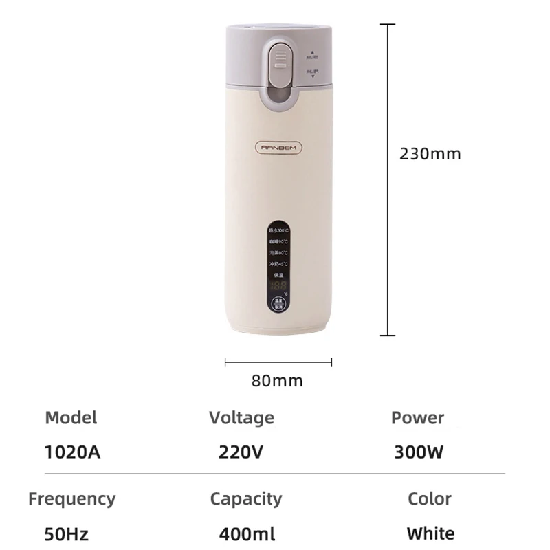 Hervidor eléctrico de 400ml, taza calefactora portátil, olla de agua hervida multifunción, tetera inteligente, hervidores de temperatura ajustables para viajes