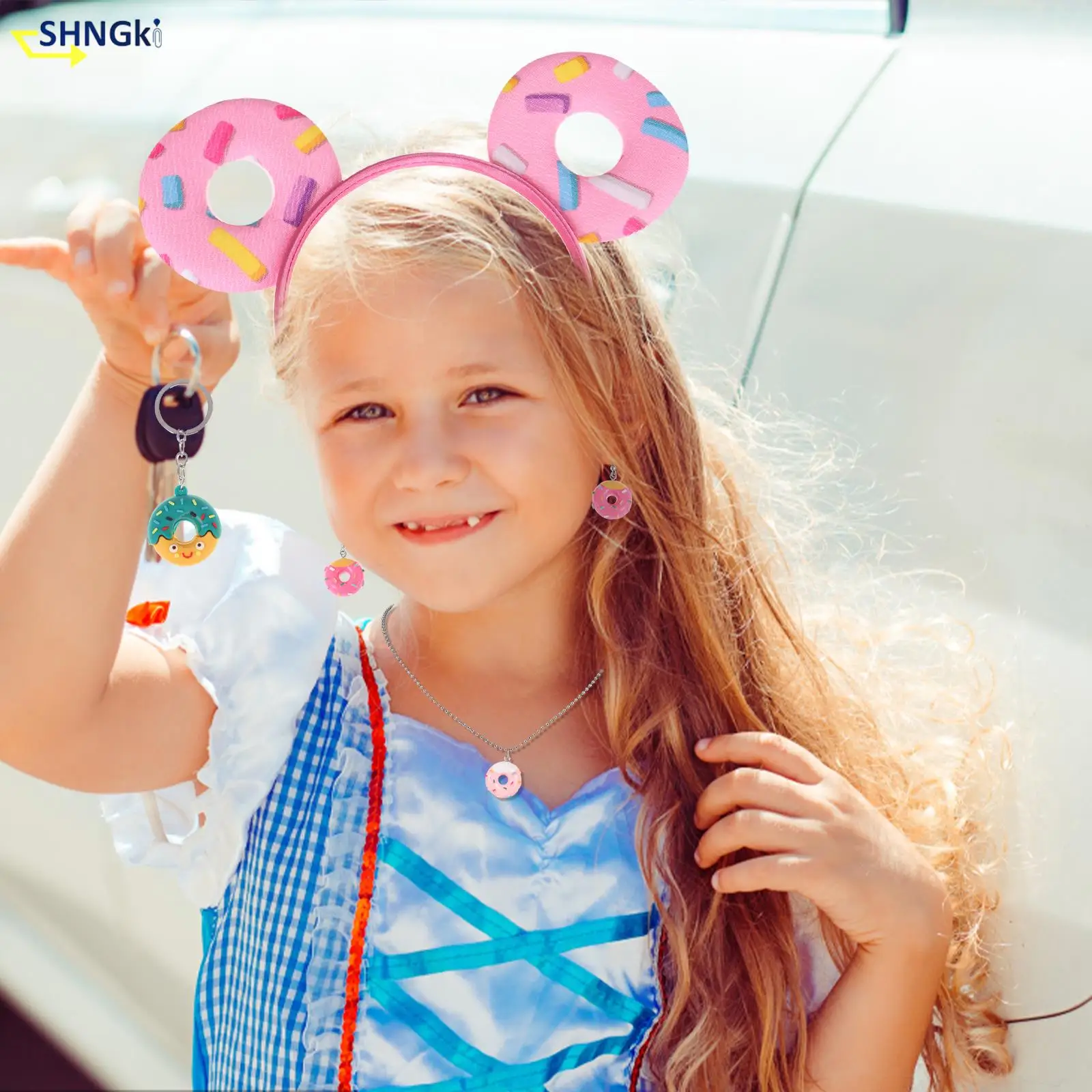 Donut Dress Up Supplies : Cute Donuts Glasses,Funny Hair Hoop,Necklace,Keychain,Earring Gifts For Kids Photo Props