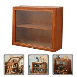 Retro Storage Cabinet Figures Showcase Stand Model Display Figurine Locker Glass Display Rack Handicrafts Storage Shelf