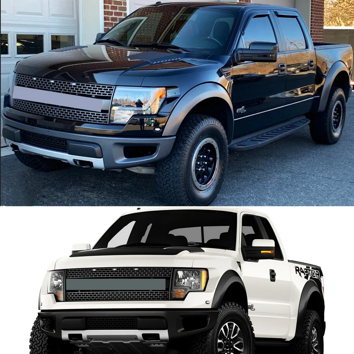 

Replace Fit For Ford F-150 Front Fog Cover 2011 2012 2013 2014 SVT Raptor Front Left Right Bumper Guard Set Exterior Parts