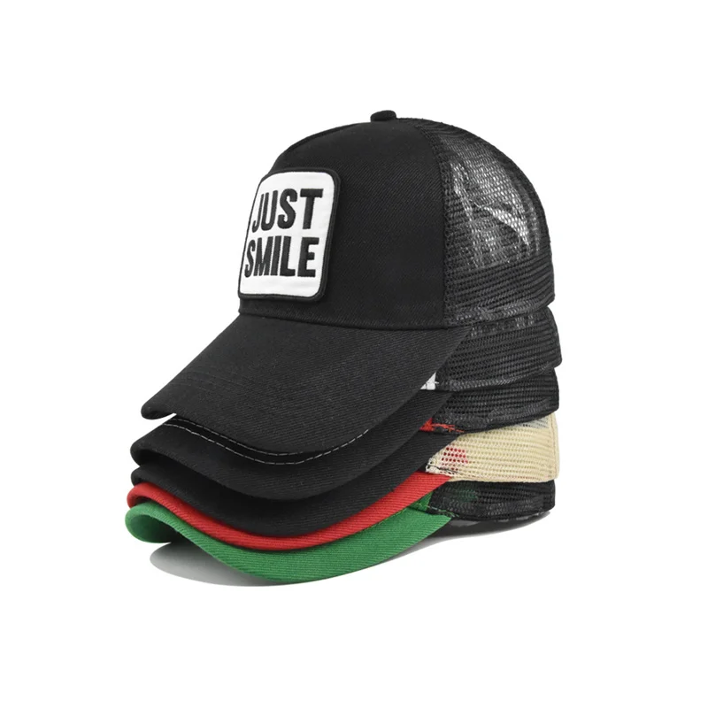 Gorras de béisbol con bordado de letras para hombre y mujer, sombreros de pesca Snapback, sombrero de Sol de malla, gorra ajustada de Hip Hop al