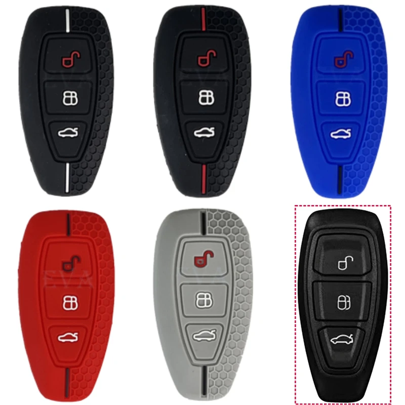 3 Buttons Silicone Car Key Case For Ford Mondeo Focus Fiesta Kuga C-Max S-Max MK3 Keys Cover Protection Shell Holder Accessories