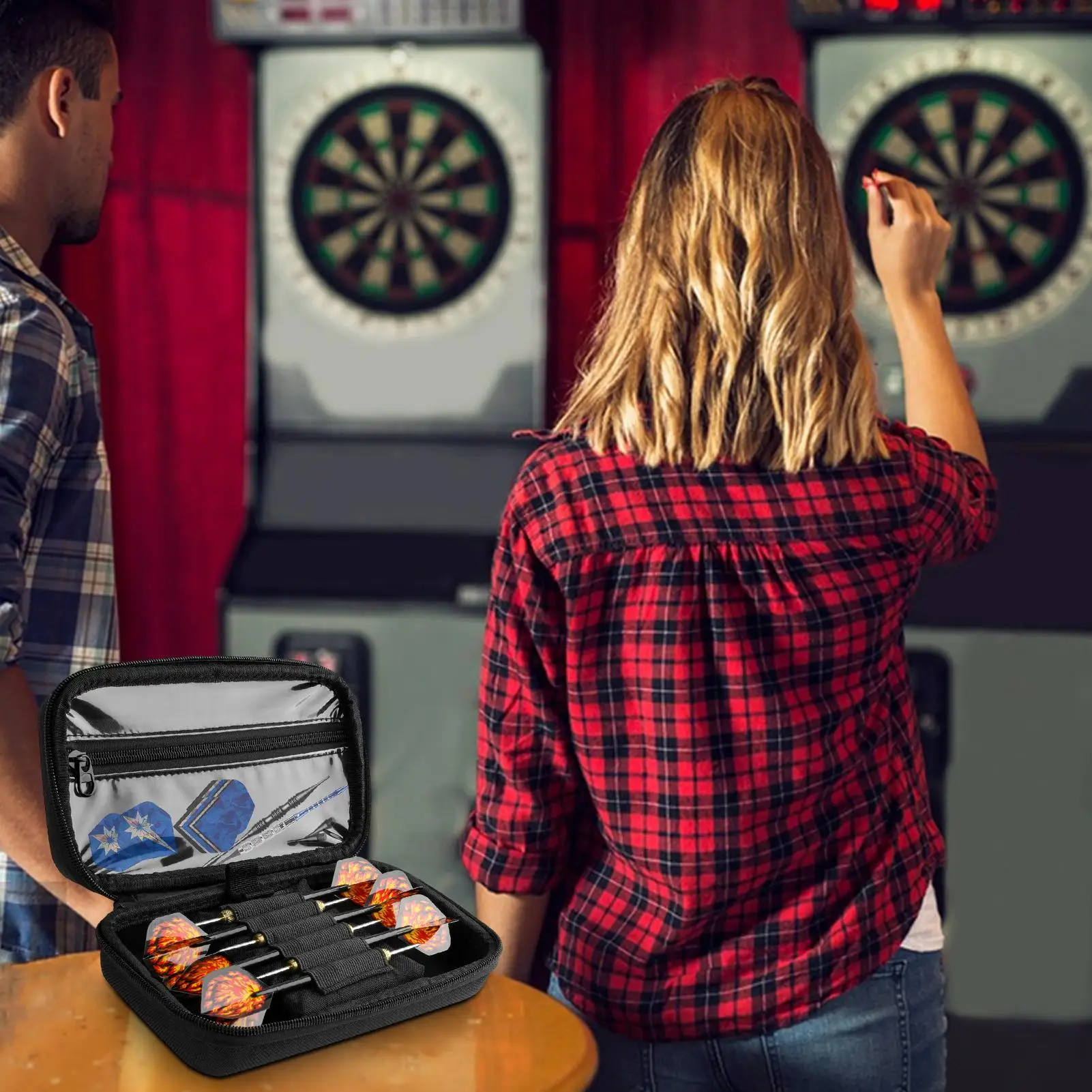 

Чехлы для переноски дартса Защитный чехол для дартса Органайзер для дартса с 6 эластичными лентами Сумка для переноски Органайзер для хранения с ручкой