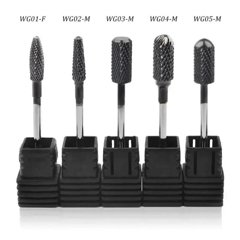 Type Black Titanium Tungsten Carbide Nail Drill Bits Apparatus for Manicure Drill Accessories Mills Cutter Remover Gel Tools