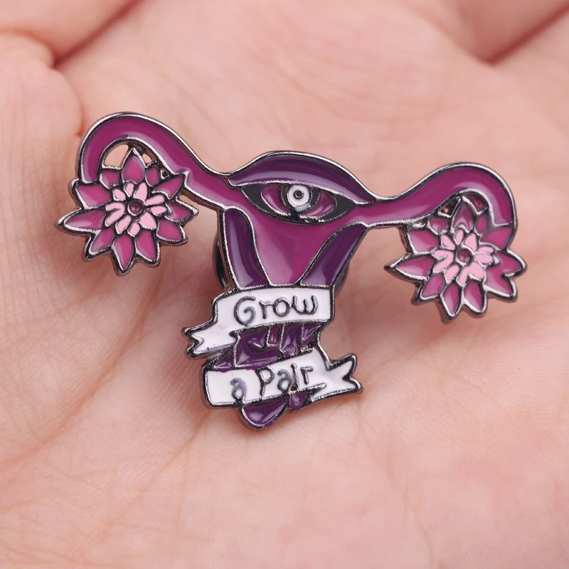 Uterus Feminist Grow Pins Enamel Brooches for Women Lapel pin Metal Badge Collar Jewelry Gifts For Doctor Nurse