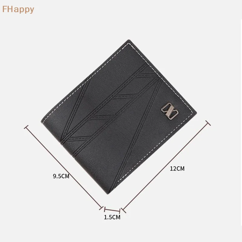 New Short Multi Card Simplified Plain Pattern Horizontal Combination Leather Wallet