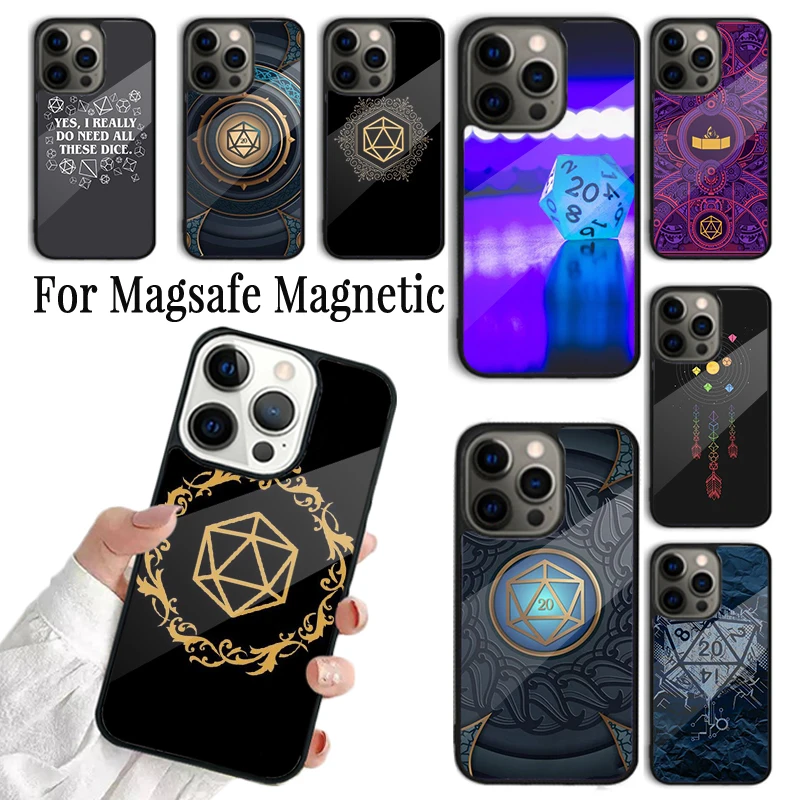 Phone Case For iPhone 16 15 14 13 12 Mini 11 Pro Max Plus Magsafe Magnetic Wireless Charging Cover Magical Polyhedral D20 Dice