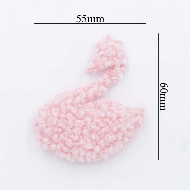 10Pcs Puffy Soft Teddy Plush Padded Patches Swan Appliques for DIY Clothes, Crafts, Hat, Bag, Woolen Gloves, Socks Ornament