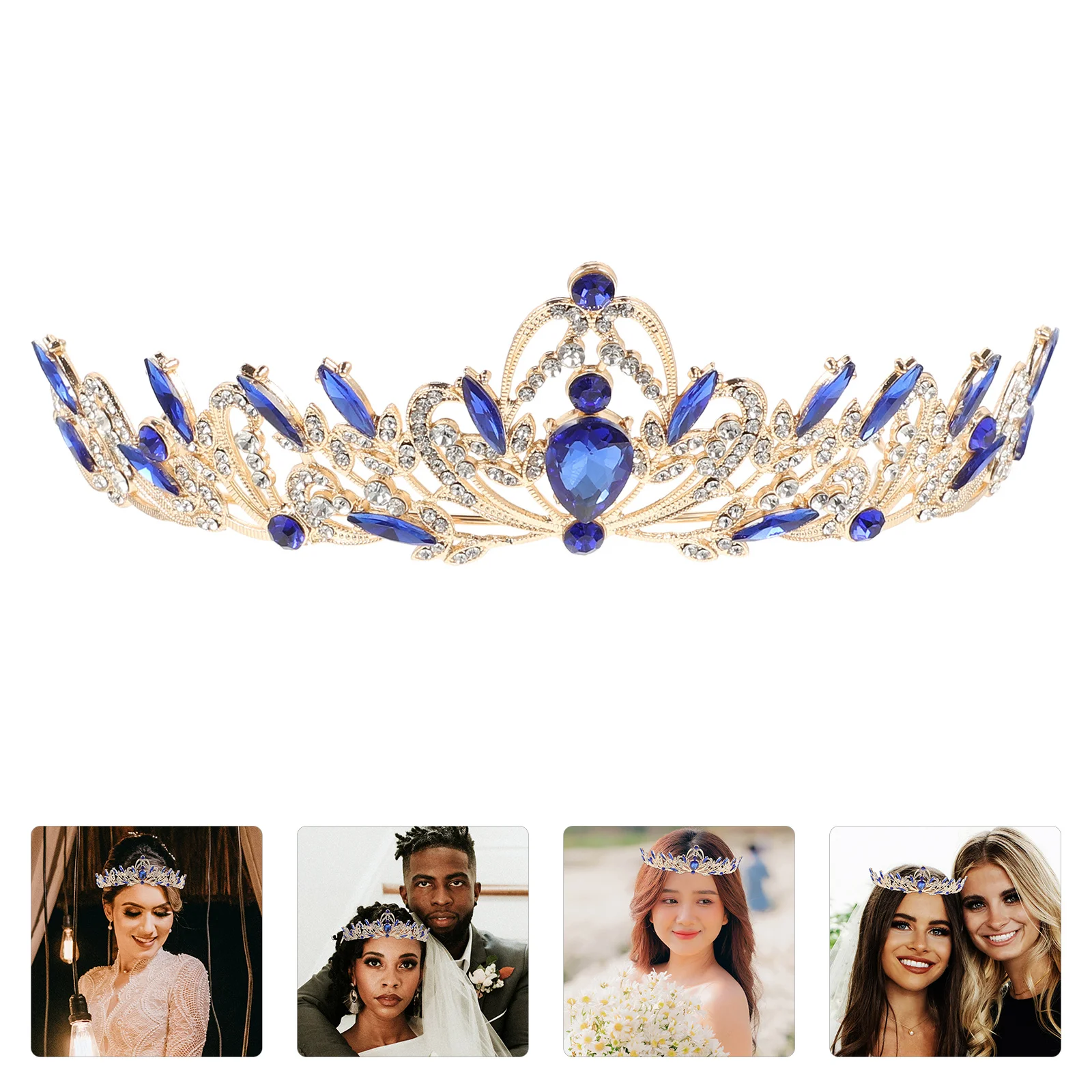 Elegancka tiara ślubna z cyrkoniami, korona, opaska na głowę, dodatek dla panien młodych, tiary ślubne dla kobiet, korony i tiary.