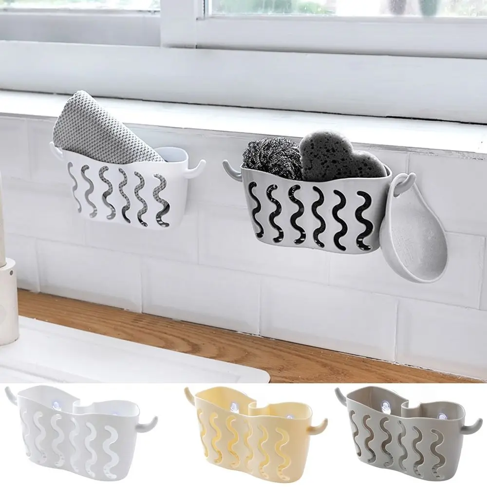 

Plastic Sink Drainage Basket Punch Free Hanging Sink Storage Rack White/Beige/Grey Waterproof Sponges Sucker Drain Rack Kitchen