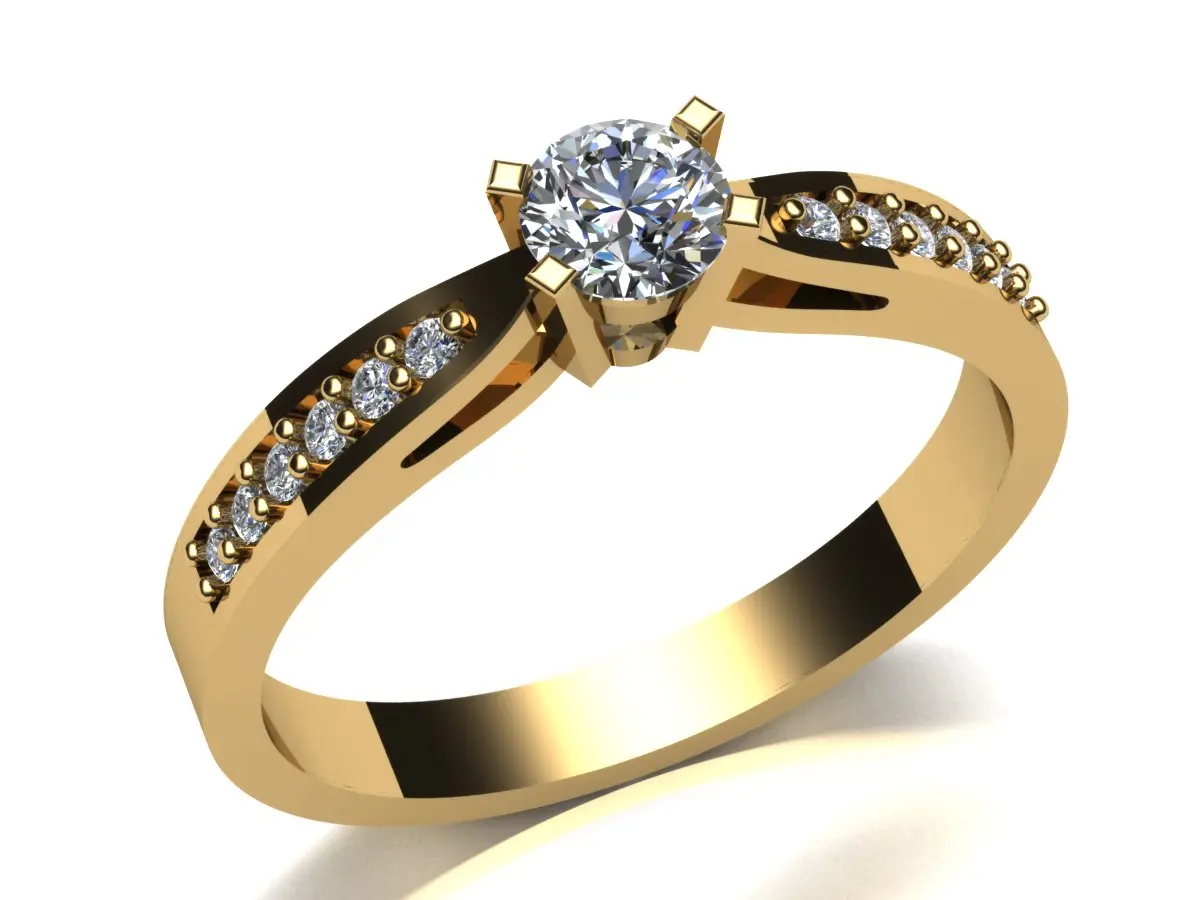 Yellow Gold Engagement Ring With 18K Diamonds