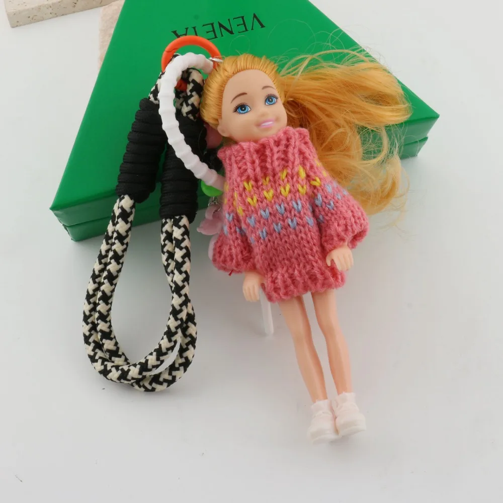 New Cute Doll Pendant Hanging Ornament DIY Change Clothes Car Key Ring Keychain for Barbie Doll