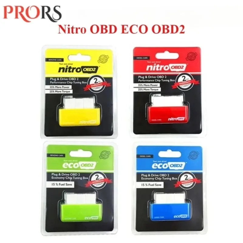 Nitro OBD ECO OBD2 Chip Tuning Box Plug Saves 15% FueL Double/Single-Plate Fuels Saver for Benzine/Diesel Cars Saving More Power