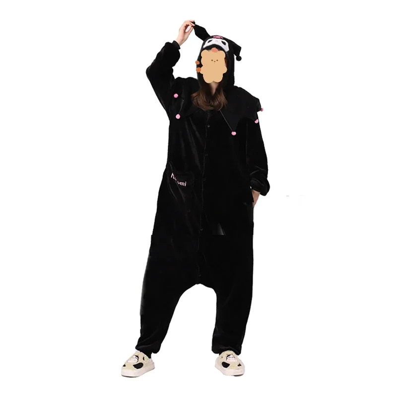 Kuromi Cosplay Onesies Costume Women Pajamas Adult Cartoon Halloween Onesies For Cosplay Party Girls Birthday Christmas Gifts