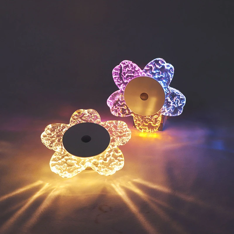 Sanded crystal cherry blossom wall lamp, night light, human body sensor, no wiring, magnetic base, specially customized