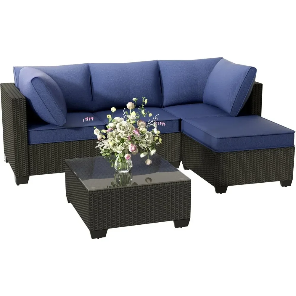 

5 Pieces Patio Furniture Set Outdoor Furniture, Patio Sectional Furniture Set with Coffee Table, Outdoor Couch for Garden, Lawn