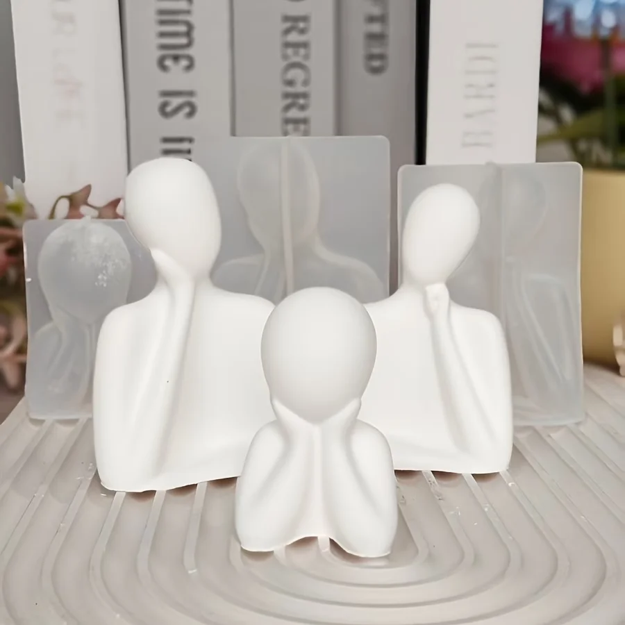 

DIY Mother Father Son Portrait Silicone Candle Molds 3D Abstract Family Statue Plaster Crafts Resin Concrete Mold Handmade Soap