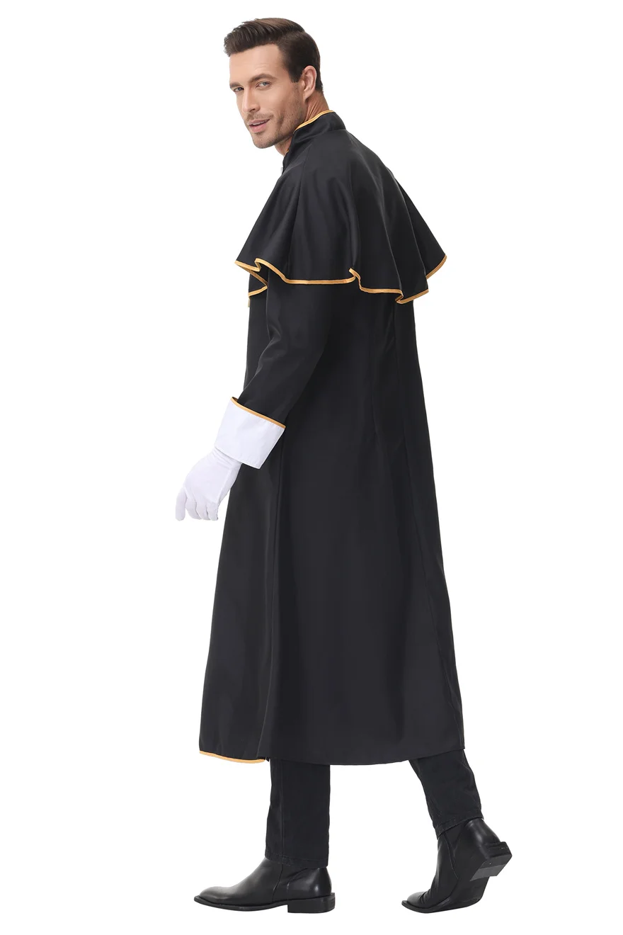 Purim Halloween Medieval European Religious Men God Father Missionary Gothic Male  Wizard Costume Adult Priest Cosplay Costume