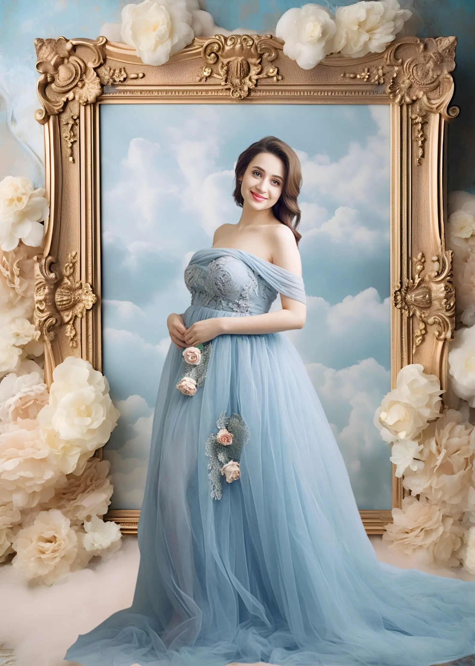 Mehofond 사진 배경 핑크 구름 꽃 프레임, 성인 생일 결혼식 출산 초상화 장식 배경, 사진 스튜디오