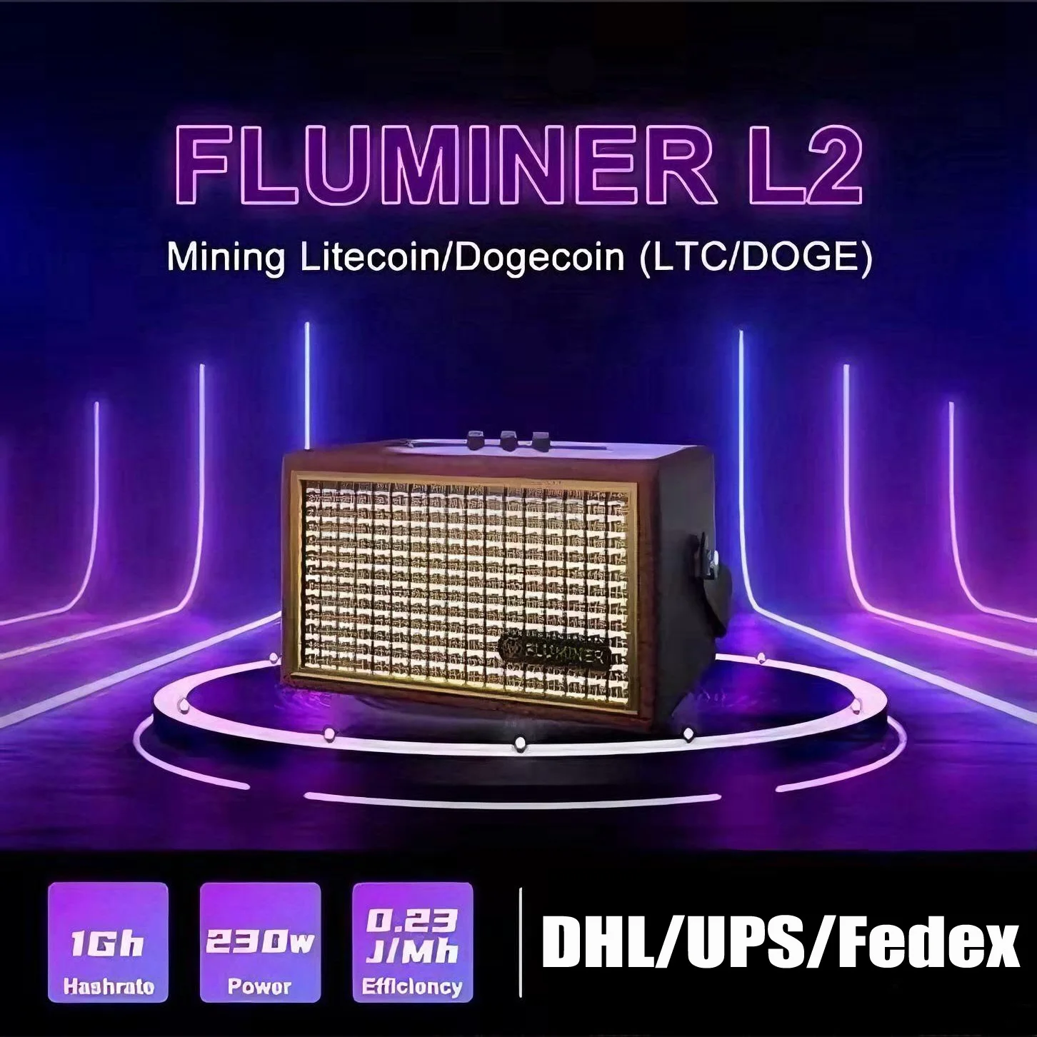 Fluminer L2 1G/s 230W Litecoin Dogecoin Belcoin Home Miner Asic آلة التعدين قد توصيل الدفعة