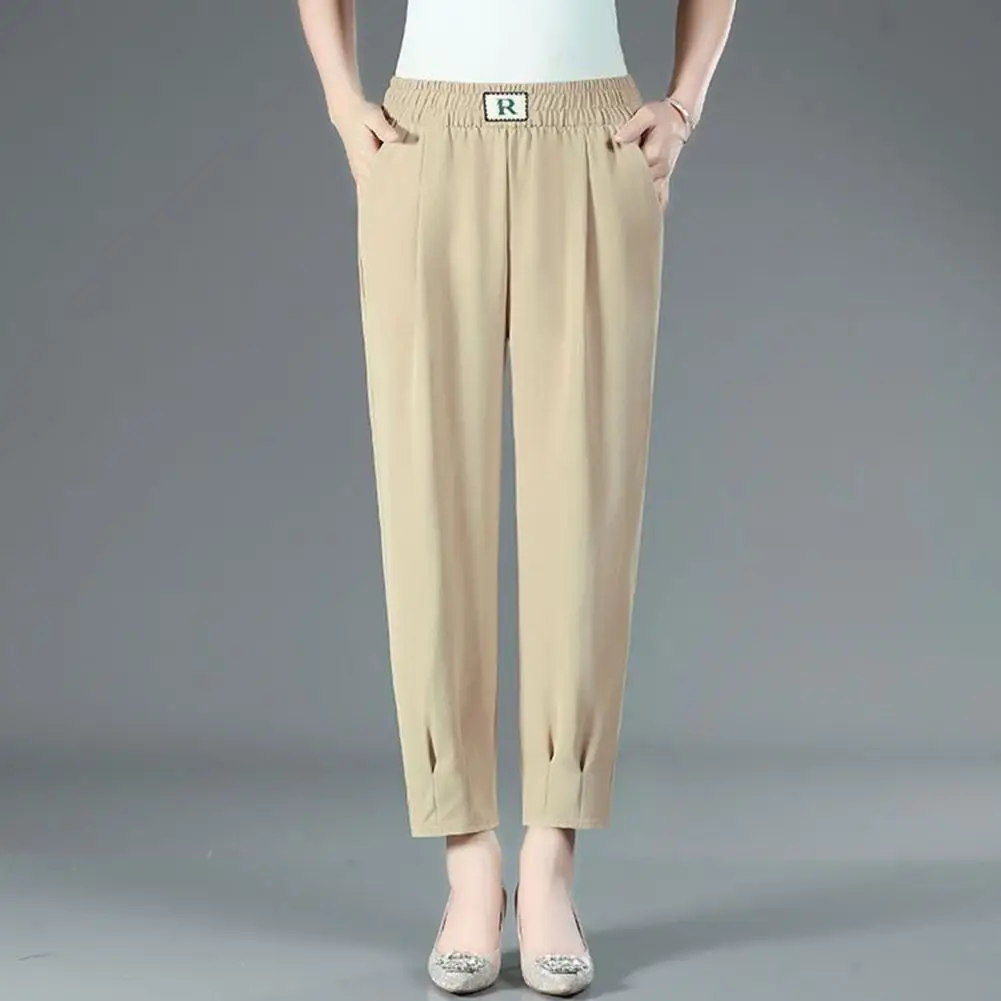 

Women Straight Casual Pants High-waisted Loose Pants Stylish Women's High Waist Harem Pants with Side Pockets for Summer