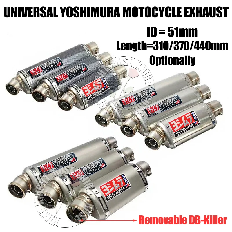 

38/51MM Universal yoshimura Motorcycle Exhaust Muffler Pipe Escape With DB-Killer For Yamaha Kawasaki Suzuki Honda ETC Modified