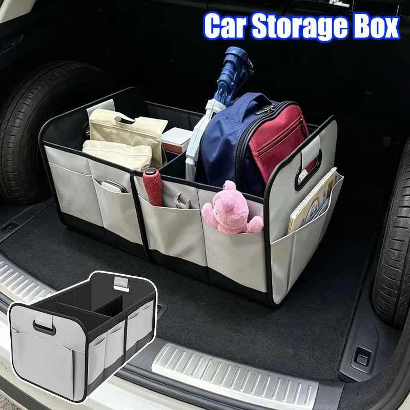 Collapsible Car Trunk Storage Box, 600D Oxford Fabric SUV Organizer with Reinforced Handles & Multiple Compartments for Vehicle