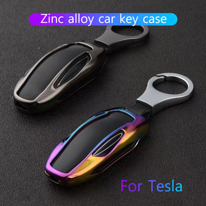 For Tesla model 3 model Y model S model X Galvanized Alloy car key case gradient colour Full protection key