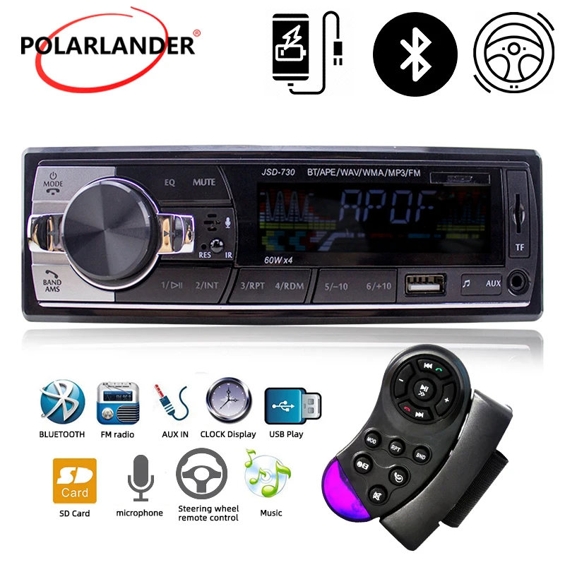 Single Din Car Stereo Bluetooth Radio Receiver JSD-730 4*60W FM Radio USB SD AUX MP3 Player with Remote Control