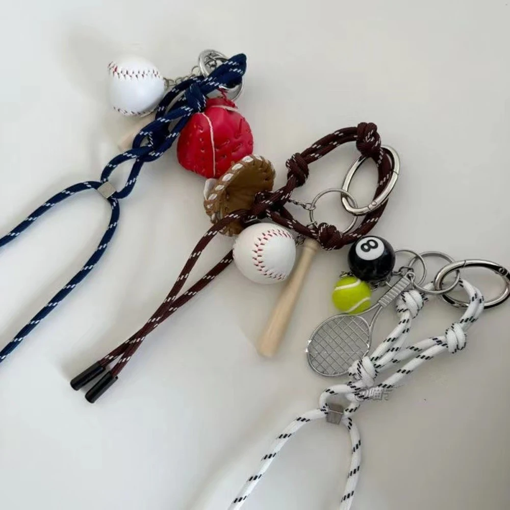 Personalized Fashion Woven Nylon Rope Bag Pendant Fashion Tennis Baseball Pendant Braided Rope DIY Bag Decorate Part Accessories