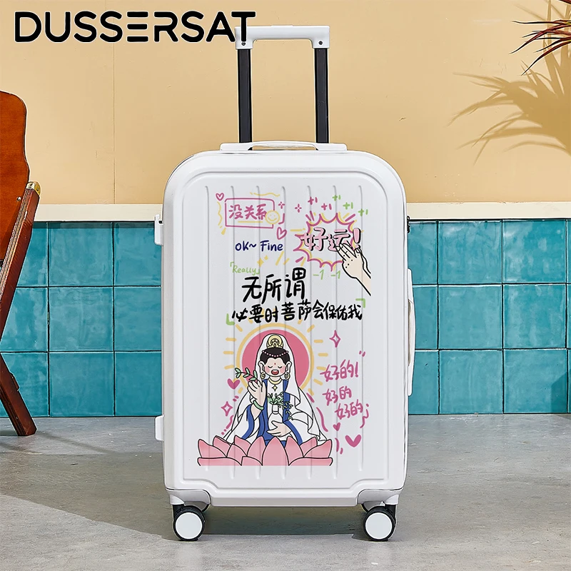 

Fashion Cartoon Luggage Suitcase 20/22/24/26/28 Inch Large Capacity Travel Suitcase with Sturdy Handle & Silent Wheels